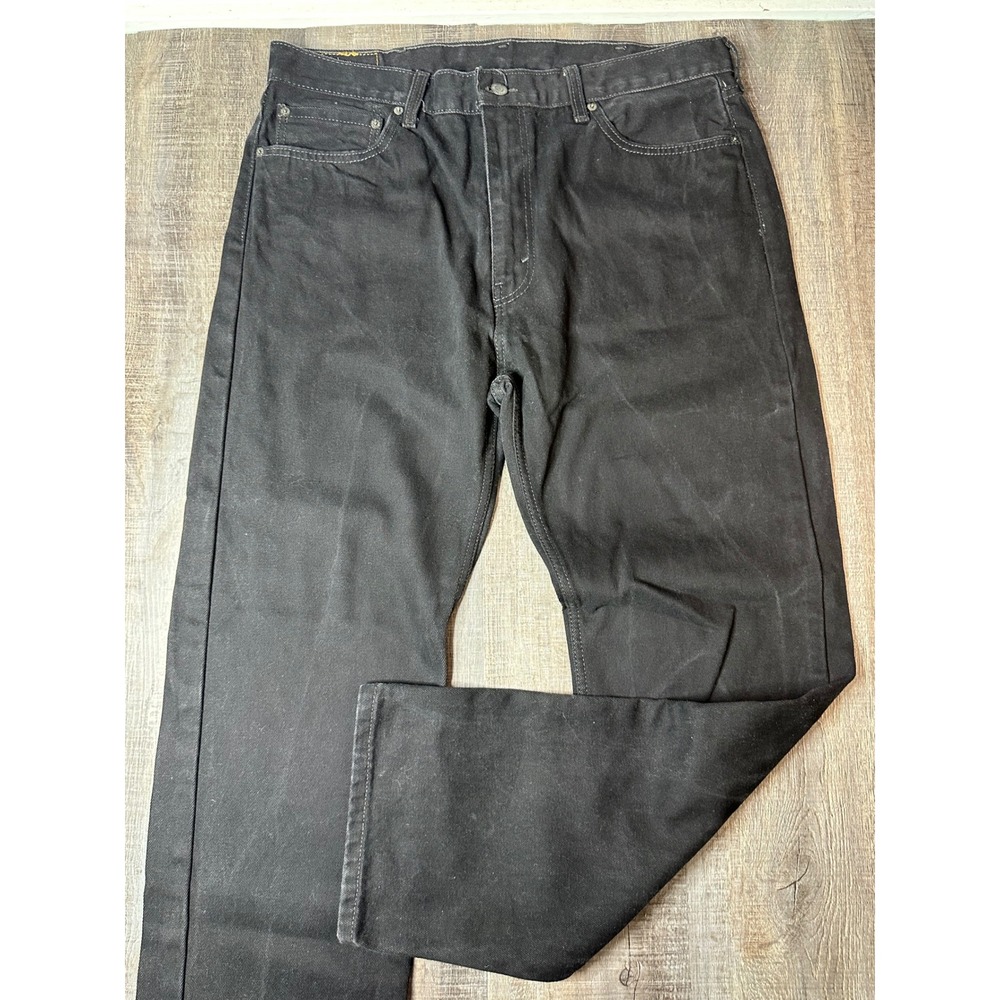 Levis 505 Regular Fit Black Jeans Mens 38x32 WaterLess Straight Leg Denim